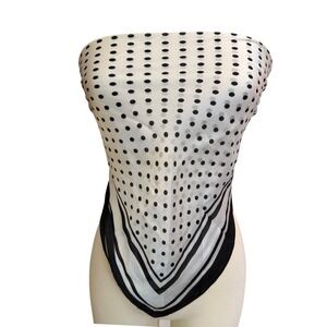 La Seine Black White Polka Dot Square Scarf Bandeau Top Accessory